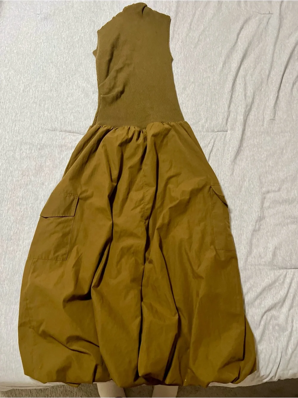 Zara Olive Green Balloon Maxi Dress - Picture 1 of 4